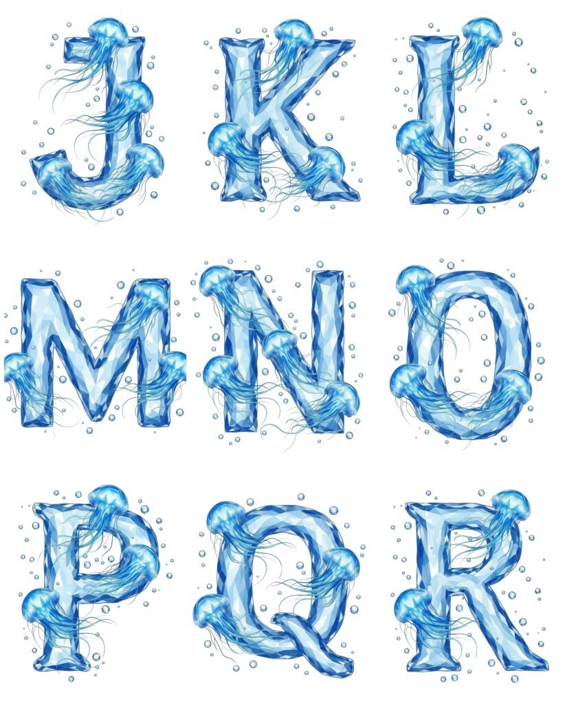 Jellyfish Alphabet PNG 