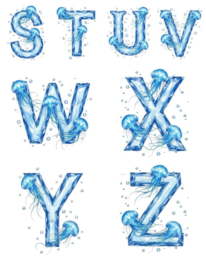 Jellyfish Alphabet PNG 