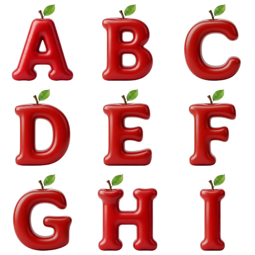 26 – Apple Shape Alphabet PNG – Free Download