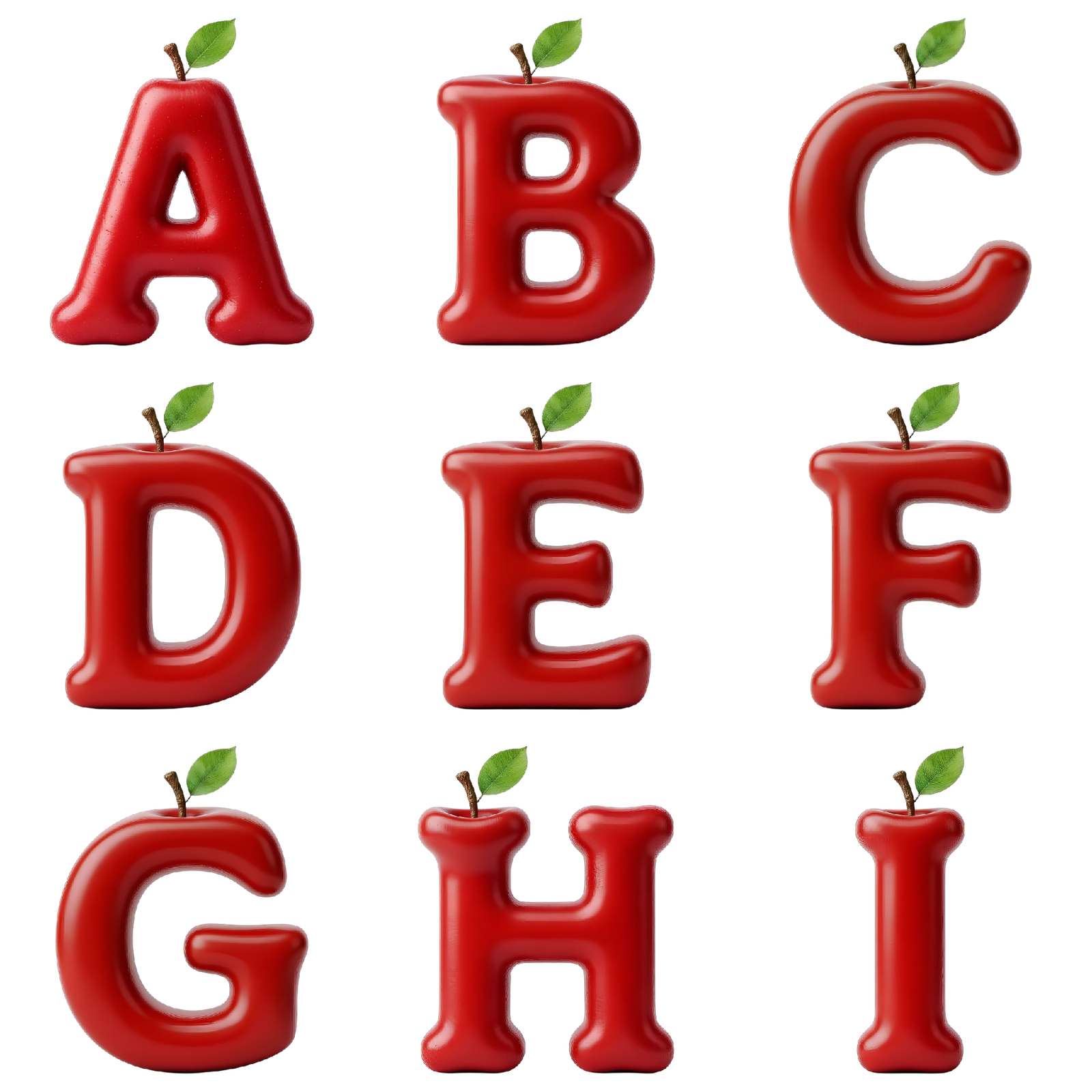 Apple Shape Alphabet PNG