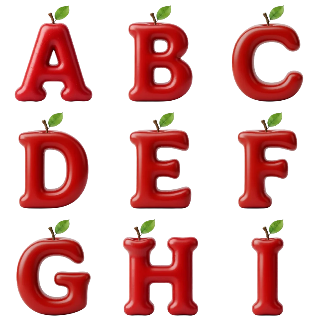 26 – Apple Shape Alphabet PNG – Free Download
