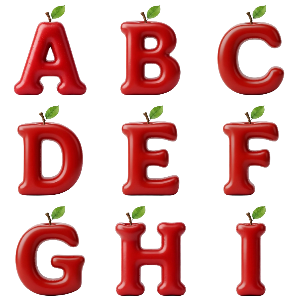 Apple Shape Alphabet PNG